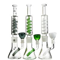 Wholesale 11 Inch Glass Beaker Bongs Green White Grey Build a Bong Condenser Coil Freezable Glass Water Pipes ILL01 ILL02 ILL03