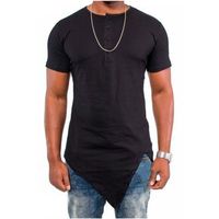 Wholesale Summer Fashion Hip Hop T Shirt Cotton Short Sleeve Man Asymmetric Denim T Shirts Tops Tees