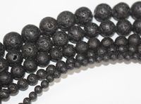 Filamento de 1 Perlas de piedra natural Negro Lava Rock Redondo Piedras Preciosas Fabricación de Joyería 4-16MM