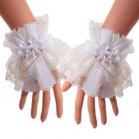 Wholesale Lolita Lace Cuffs Women Victorian Style White Black Wrist Cuff with Tulle Steampunk Cuffs Bracelets Handwear