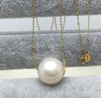 Wholesale MM Edison big natural pearl pendant single road pass necklace K gold clavicle chain