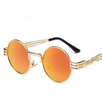 Wholesale Fashion mens designer sunglasses lvintage retro gothic steampunk mirror sunglasses gold and black sun glasses vintage round circle men UV400