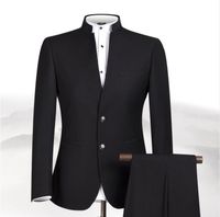 Wholesale New S XL Men Chinese Tunic Collar Bridegroom Suit Formal Wear Dress Slim Fit Mens Suits Groom Wedding Blazer Pants Homme Men s Suits