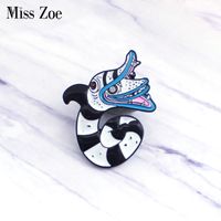 Wholesale Beetlejuice snake enamel pins Animal Badge Brooch Lapel pin for Denim Jeans shirt bag Horror Fun Movie Jewelry Gift for friend