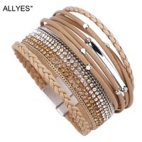 4PCS para Hombre de Cuero Trenzado surfista Pulsera Hecho a Mano Pulsera Brazalete Envolvente