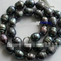Wholesale gt N295 stunning big mm black baroque freshwater pearls necklace silver clasp