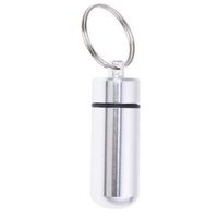 Wholesale Silver Pill Medicine Box Case Holder Container Capsule Bottle Keyring Keychain