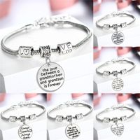 Wholesale Heart Bracelet Silver Plated Love pendant Between Mother And Daughter Family bracelets Mother s Day gift Jewelry Bangle Bracelets