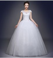 Wholesale Plus Size Cheap Short Lace Sleeve With Crystal Wedding Dress Princess Style Bridal Gown Discount vestido de noiva