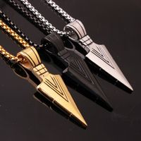 Wholesale Cool Arrow Triangle Pendants Necklaces L Stainless Steel Chains Necklace Black Silver Gold Color Hip Hop Jewelry For Women Men Lover