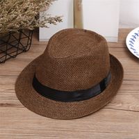 Wholesale Hot fashion men jazz hats woven straw hats for women adults Panama wide brim straw Hats caps For summer beach vacation