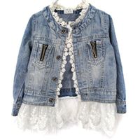 Wholesale Girls Jean Jackets Kids Lace Coat Long Sleeve Button Denim Jackets for Girls Y New