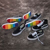 black vans rainbow sole