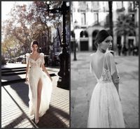 Wholesale 2019 New High Slits Wedding Dresses Backless Bohemia Sexy Spaghetti Neckline Lace Appliqued Bridal Gowns Plus Size Wedding Dress