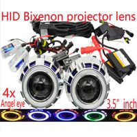 Wholesale 3 quot inch Car Bi Xenon HID Projector Lens Conversion Kit with Double angel eyes include HID Xenon bulb ballast headlight high low beams