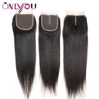 Wholesale Brazilian Virgin Hair Straight Lace Closure x4 Free Middle Part Raw Indian Human Hair Extensions Top Closure Silky Straight Weaves Bundles