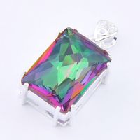Wholesale Handmade Jewelry Gift Solid Sterling Silver Plated Rainbow Mystic Topaz Gems Fashion Pendants for Necklace Jewelry