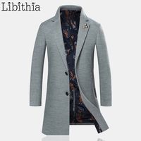 Wholesale Men Long Style Trench Coats M XL Slim Fit Buttons Jackets Winter Overcoat For Men Turn down Collar Black Green Grey F031