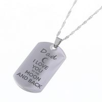 Wholesale Stainless Steel Pendant Necklace quot I Love You To The Moon and Back quot Dog Tag Necklace Military Mens Jewelry Family Gift
