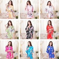 Wholesale New Colors S XXL Sexy Women s Japanese Silk Kimono Robe Pajamas Nightdress Sleepwear Broken Flower Kimono T2I245