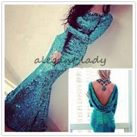 Wholesale Peacock Turquoise Long Sleeve country mermaid Bridesmaid Dresses Sexy plus size cheap cowl maid of honor junior Wedding Party Dresses