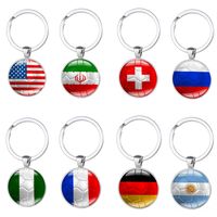 Wholesale 12Pcs Keychain Key Rings for Russia World Cup Football with A National Flags Pattern Pendant Into Charm for Soccer Fans Souvenir Gift