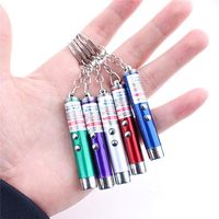 Wholesale in1 Red Laser Pointer Pen Key Ring with White LED Light Show Portable keychain for Funny Cats Pet Toys