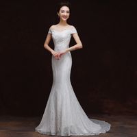 Wholesale Sexy White and Red Party dress lace cheongsam gown Improved mermaid tailing Bride Chinese Wedding vestido Oriental Style Robe Qi Pao Dresses