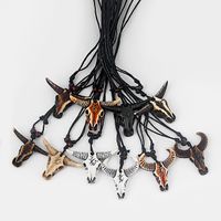Wholesale Dropshipping Mixed Faux Yak Bone Resin White Brown Black Cow Ox Pendant Necklace Cave OM AUM OHM Necklace