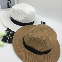 Wholesale Summer Foldable Black White Eaves Men And Women Parenting Straw Hat Panama Formal Hat Sun You Sandy Beach
