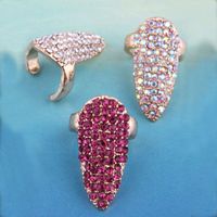 Wholesale Fashion Rhinestone Nail Cover Ring Women Jewelry Design Band Rings Sleeve Armor Shiny Fingers Joint Alloy With Full Rhinestones