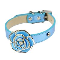 Wholesale Diamante Flower Bling Dog Collar Lead Soft Leather Adjustable Puppy Cat Collar Harness
