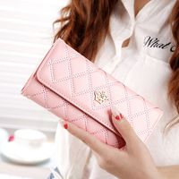 Wholesale Womens Wallets Purses Plaid PU Leather metal crown Long Wallet Hasp cell Phone Pocket Card Holders ladies Wallets Purse Money Coin