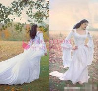 Vente en gros Robes De La Renaissance Sur Mesure 2020 en Pays Médiévale Occidentale Robe Manches De Mariée En Satin