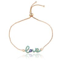 Wholesale New Simple Love Design Turkish Gold Chain Evil Eye Bracelet Crstal Blue Eye Gold Bracelets for Women Girls Dubai