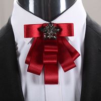 Wholesale Mens silk bow neck tie Pins Brooches red groom wedding decoration handmade kpop fashion High quality suit accessories broschen broszka broszki