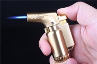 Wholesale Metal Refillable Cigar Lighter Jet Torch straight flame welding camping flame Butane Gas BBQ outdoor portable design