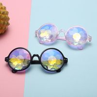 Wholesale Festival Party Rave Kaleidoscope Rainbow Round Glasses Diffraction Crystal Lens Christmas Party Glasses