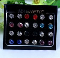 Wholesale magnetic earrings MM No Hole Round Crystal Magnetic Magnet Earrings For Women Men Punk earrings