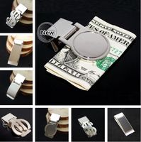 Wholesale women and men DIY Blank Money Clips Credit Cards Holders Silver Stainless steel card holder Metal wallet clip20PCS
