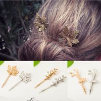 Wholesale 1 shape Tree leaves with Bird on Branch resin Diamond Hairpin Gold or silver plated for Women girls hair clip