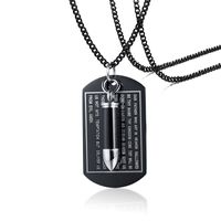 Wholesale Men s Black Lord s Prayer Dog Tag Necklace with Bullet Shaped Cremation Urn Pendant on Chain Stainless Steel Jewelry