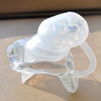 Wholesale Doctor Mona Lisa New Male Clear Soft Silicone Spike Cage with Fixed Resin Ring Chastity Belt Device Transparent Barbed Kit Bondage SM Toys