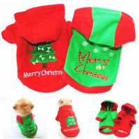 Wholesale Cute Pet Dog Christmas Gifts Clothes Red Green Dog Apparel Polar Fleece Clothing Hooded Coat Jumpsuit Puppy Outfit Pet Supplie DHL Free