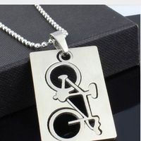 Wholesale 1 PC New Design Men s Stainless Steel Quadrate Bicycle Pendant Silver Color Necklace Fashion Jewelry collier homme