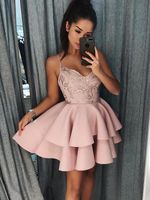 Wholesale Little Short Sexy Spaghetti Straps Homecoming Dresses Mini Short Lace Sequins Short Prom Dress Women Cocktail Party Gowns BA9891
