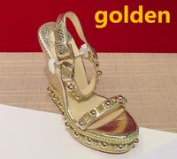 Wholesale 2018 new Popular Summer Luxury Ladies Canvas gladiator style high heels golden silver studs women s sandal Party Sexy Fashion Ladies Shoes