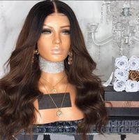 Wholesale Two Tone Lace Front Wig Peruvian Remy Hair Density Ombre Color Middle Part Natural Wave Human Hair Wig for Black Women