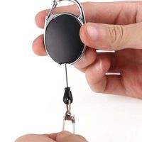 Wholesale Black Keychain Badge Reel Retractable Recoil Pass ID Card Holder Pull Key Ring Steel Cord EDC Pocket Camping Keeper Survival Outdoor Gear