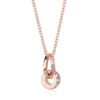 Wholesale Double Rings Pendants Silver Rose Gold Crystal Circle Alloy Pendant Women Necklaces Fashion Jewelry Chirstmas Gifts